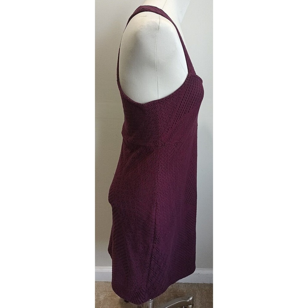Free People Womens Bodycon Dress Medium Burgundy Crochet Lace Lined Stretch - Picture 4 of 9